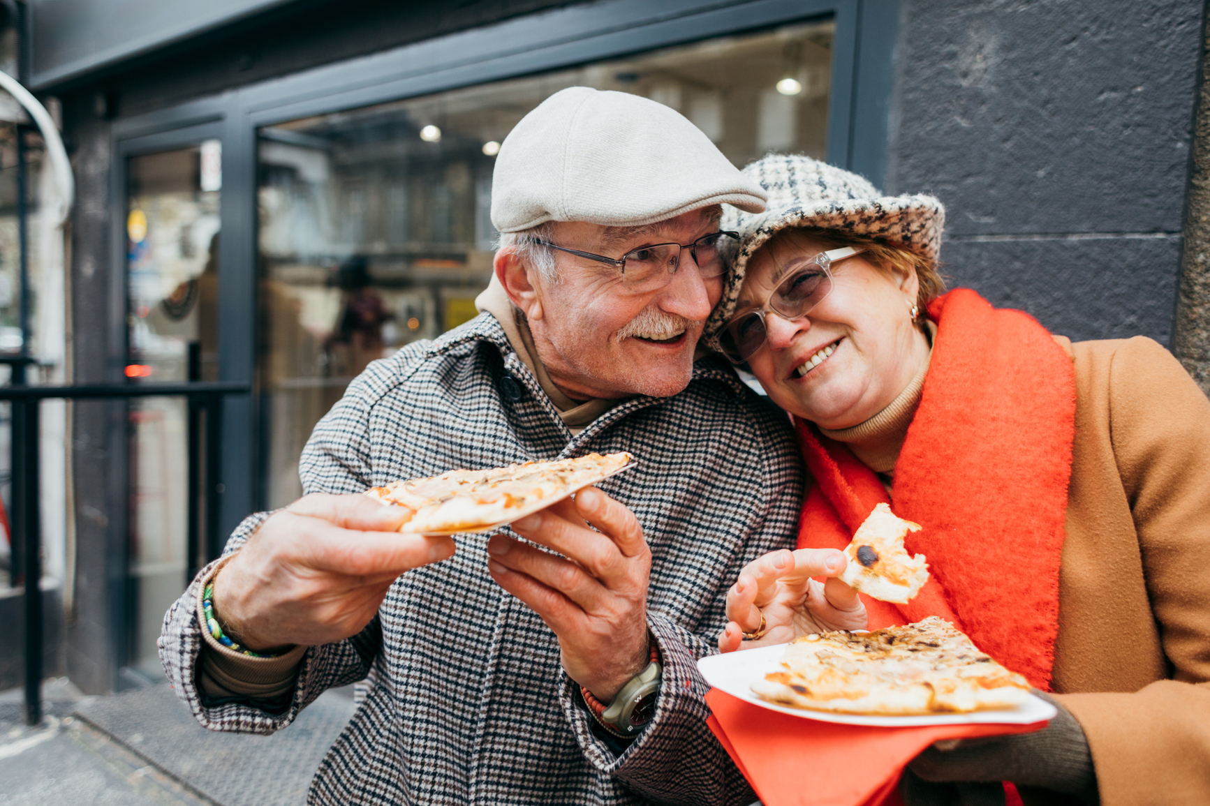 Smiling senior couple enjoying a moment together outdoors
